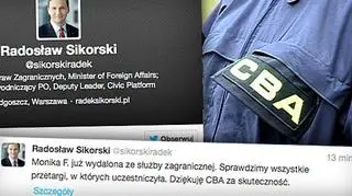 Sikorski na Twitterze dziękuje CBA 