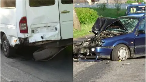 Auto zderzyło się z busem w Lubaniu