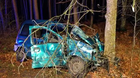 Kierowca renault wypadł z drogi i uderzył w drzewo