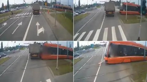 Tramwaj wjechał w ciężarówkę w Katowicach