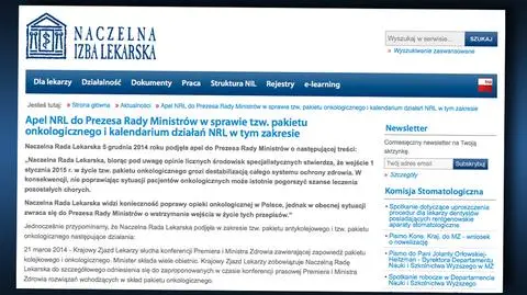 Apel Naczelnej Rady Lekarskiej do Kopacz ws. pakietu onkologicznego