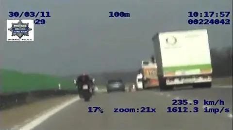 Rajd na autostradzie. Pędził 235 km/h