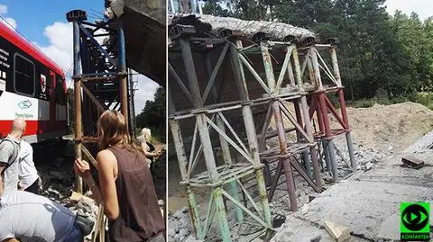 Zawalił się wiadukt pod Samborowem. Uderzył w niego pociąg