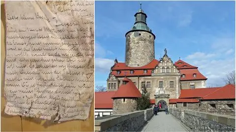 Fragment przedwojennej korespondencji znaleziony na Zamku Czocha (wideo archiwalne)