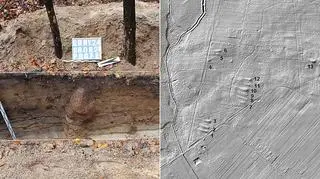 Na mapie cyframi zaznaczone są kurhany