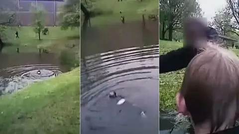 Chłopiec tonął w stawie. Na pomoc ruszył policjant