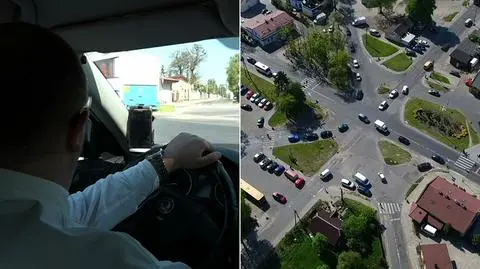 Taksówką przez skrzyżowanie na łódzkim osiedlu Nowosolna