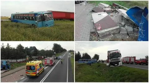 Wjechał tirem w tył autobusu, ten staranował przystanek. Zarzuty dla kierowcy