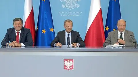 Premier Donald Tusk podczas wtorkowej konferencji prasowej