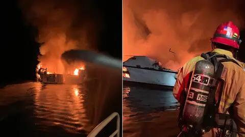 Płonąca jednostka znajduje się w pobliżu wyspy Santa Cruz