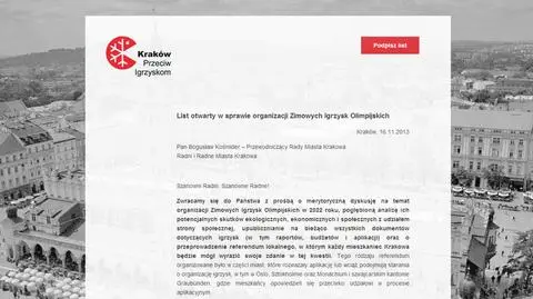 Klata, Foltyn i Grodzka też nie chcą igrzysk w Krakowie