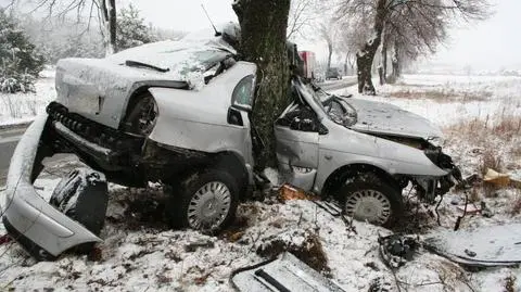 Myszków: 18-latek wpadł w poślizg i uderzył w drzewo, zmarł w szpitalu