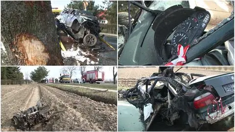 BMW uderzyło w drzewa, 4 osoby wypadły z auta. 15-latka nie żyje