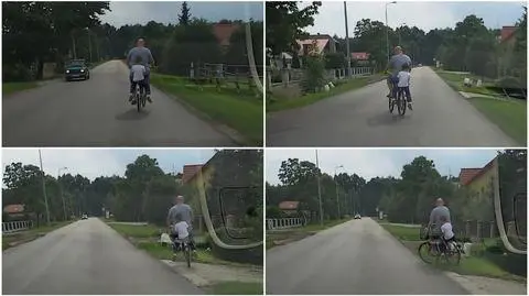 Rowerzysta zjeżdżał na przeciwny pas i na pobocze