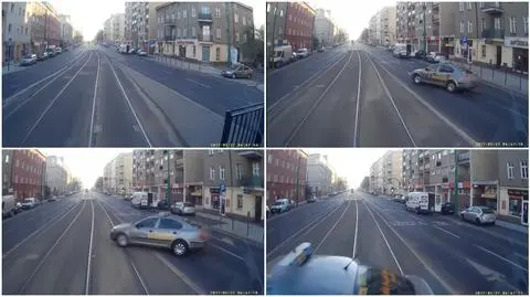 Taksówką tuż przed tramwajem. Centymetry od wypadku