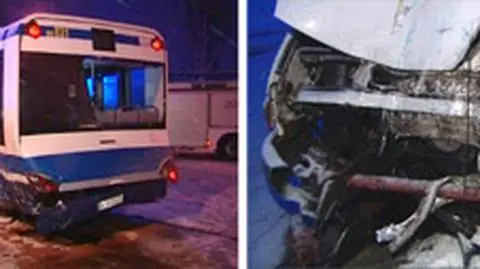 14 osób w szpitalach po zderzeniu busa z autobusem