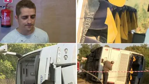Autobus przewrócił się na bok. Jedna ofiara i ranni