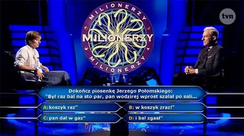 "Milionerzy". "Był raz bal na sto par". Piosenka Jerzego Połomskiego w pytaniu za 125 tysięcy złotych