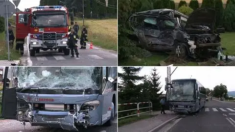 Wypadek w Małopolsce. Zderzenie autobusu z samochodem osobowym. Ranni