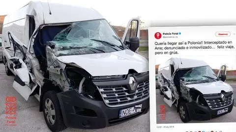 Policja w Hiszpanii zatrzymała rozbitego busa. Kierował nim Polak
