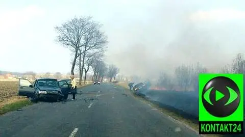 Zderzenie w dymie, przez wypalanie traw