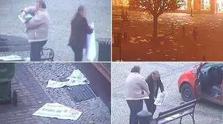 Dwóch mężczyzn zostawiło ulotki na ławkach na rynku w Kościerzynie