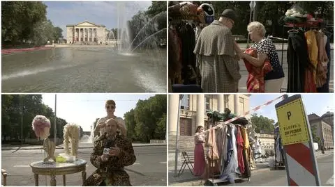 Garderoba teatralna wystawiona dla przechodniów jest jedną z głównych atrakcji Parking Day w Poznaniu