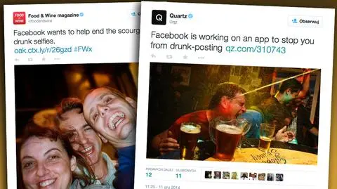 Facebook będzie ostrzegał pijanych użytkowników przed wrzucaniem "pijanych" selfie