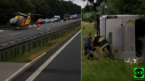 Autokar wjechał do rowu na A4