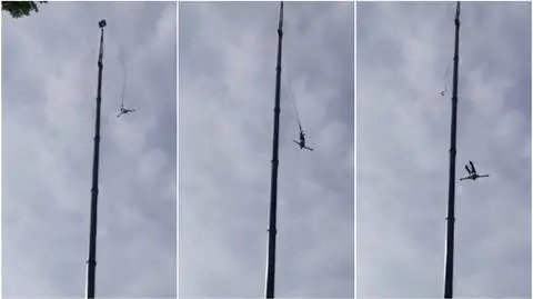 Podczas skoku na bungee wypięła się uprząż. Mężczyzna był w szpitalu
