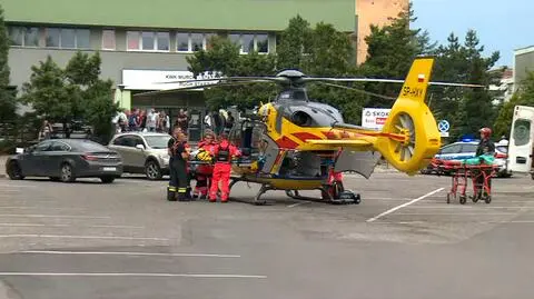 Air ambulance taking injured miners from Murcki-Staszic coal mine in Katowice
