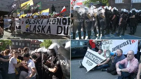 Demonstracja narodowców w Katowicach rozwiązana