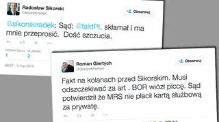 Sprawę komentowali na Twitterze Radosław Sikorski i Roman Giertych