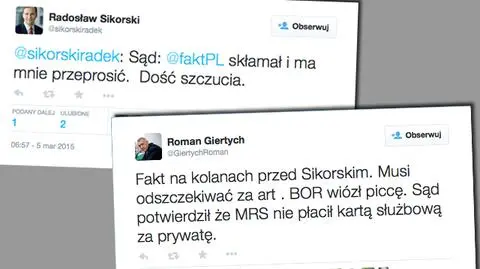 Fakt musi przeprosić Sikorskiego