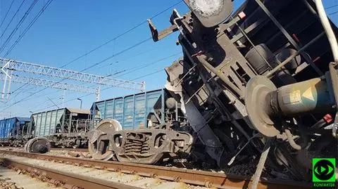 Wykolejenie wagonów pociągu towarowego w Strzelcach Opolskich