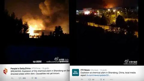 Wybuch w zakładach chemicznych w Chinach. Obawy przed trującym gazem