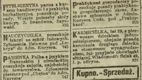 Tak szukano pracy w 1919 roku. Ogłoszenia i anonse