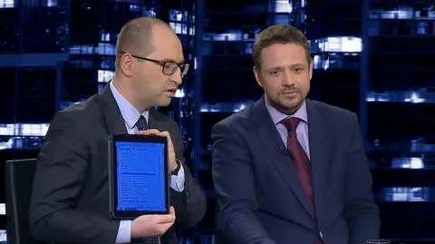 Adam Bielan i Rafał Trzaskowski w "Kropce nad i" w TVN24