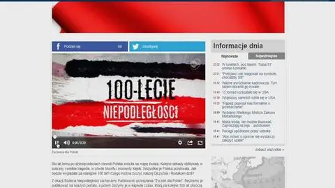 tvn24.pl encourages to sending "Wishes for Poland" for the 100th anniversary of regaining independence