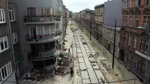 Ulica Katowicka w Bytomiu, gdzie doszło do wybuchu gazu (materiał Faktów TVN z dn. 08.07.2019)