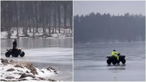 Lekkomyślni kierowcy quadów na zamarzniętym jeziorze