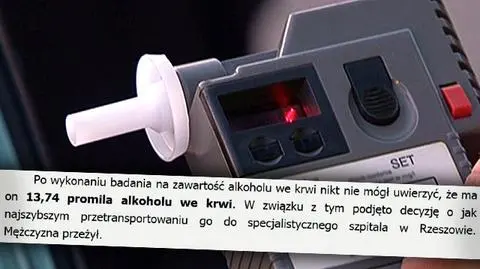 Mężczyzna miał we krwii ponad 13 promili alkoholu