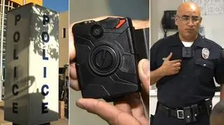 Los Angeles. Policjanci z kamerami w mundurach