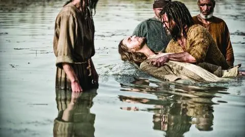 Diogo Morgado jako Jezus w jednej ze scen serialu "Biblia"