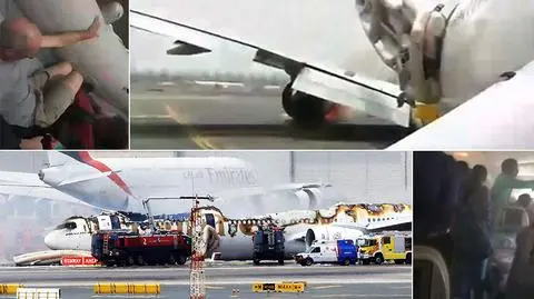 Nagranie ewakuacji z płonącego samolotu. Wypadek w Dubaju