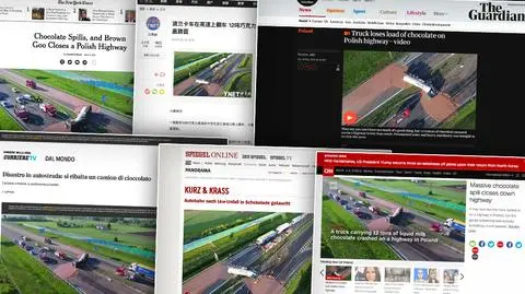 O wypadku ciężarówki z czekoladą piszą media na całym świecie