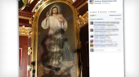 Wandal pomalował sprayem obraz z Jezusem