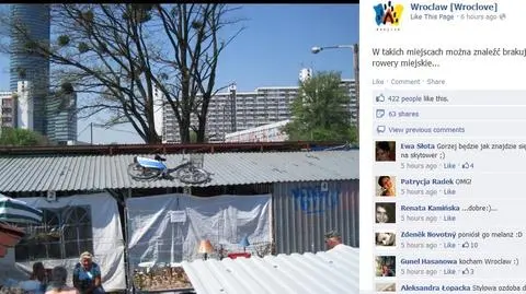 Miejski rower porzucił na dachu