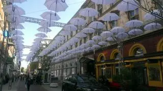 Parasolki na łódzkim woonerfie