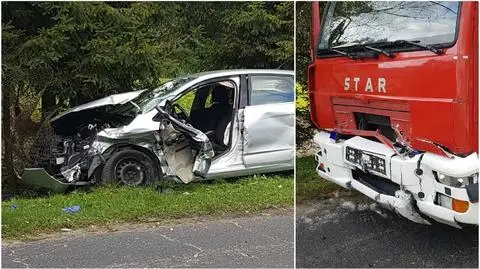 Wjechali pod wóz strażacki. Dwie osoby w szpitalu